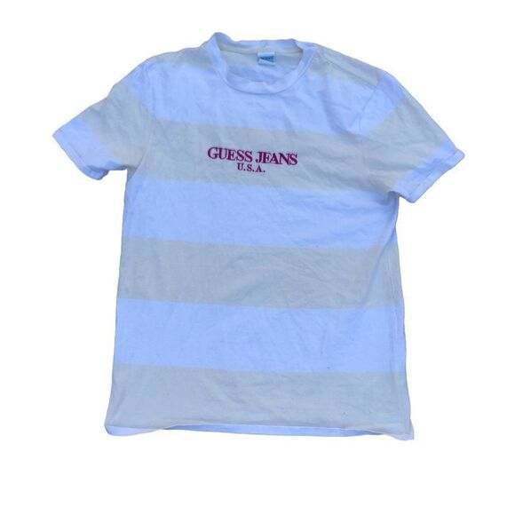 Rare Guess Farmers Market Striped Shirt Medium - Picture 4 of 6